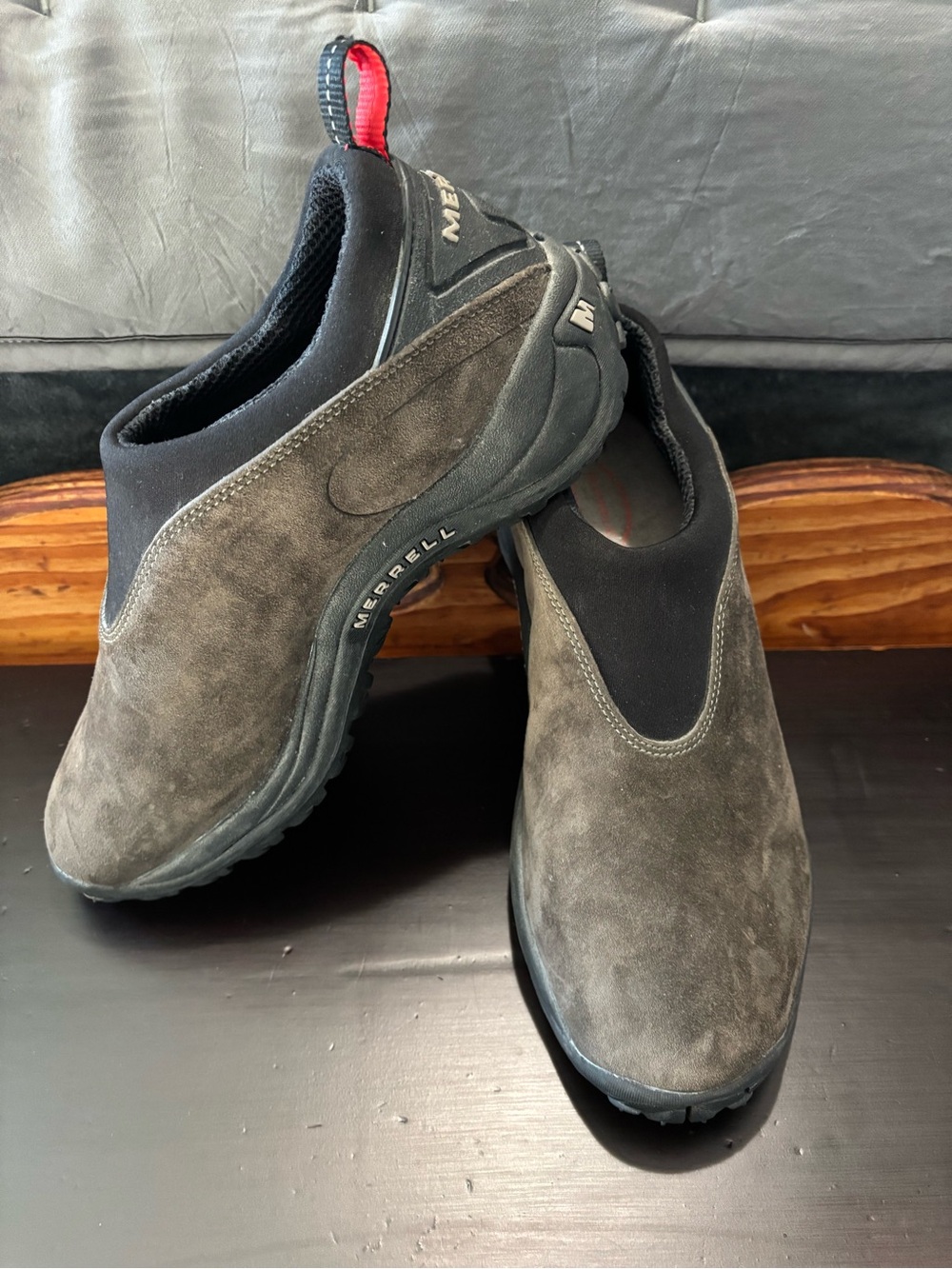 EUC men’s Orbit Moc Merrells in Gunsmoke. Size 10. Like new.